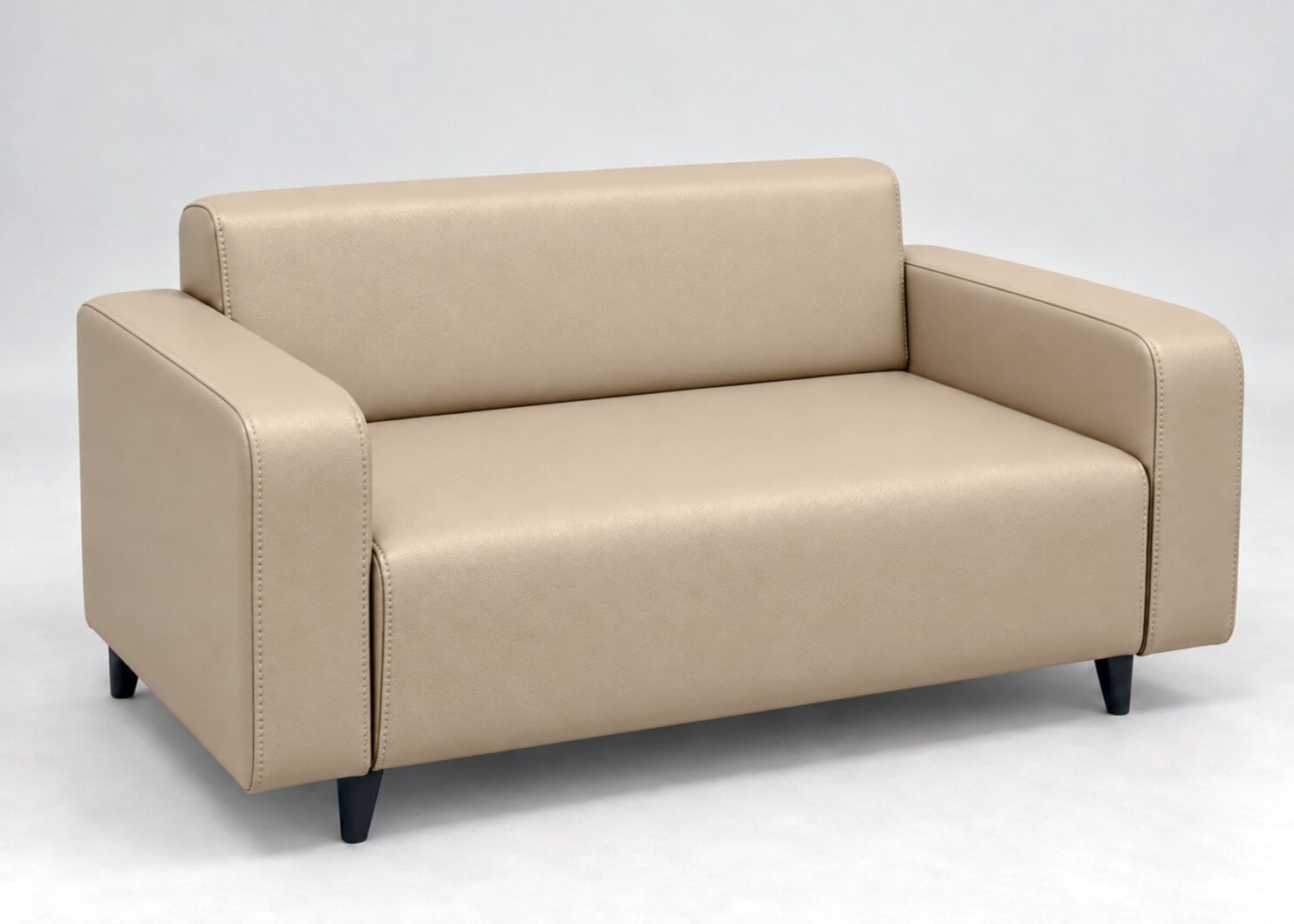 Диван офисный Tobi Sho Арне с подлокотниками 1380х700х740 мм кожзам Coffe Milk (2238)