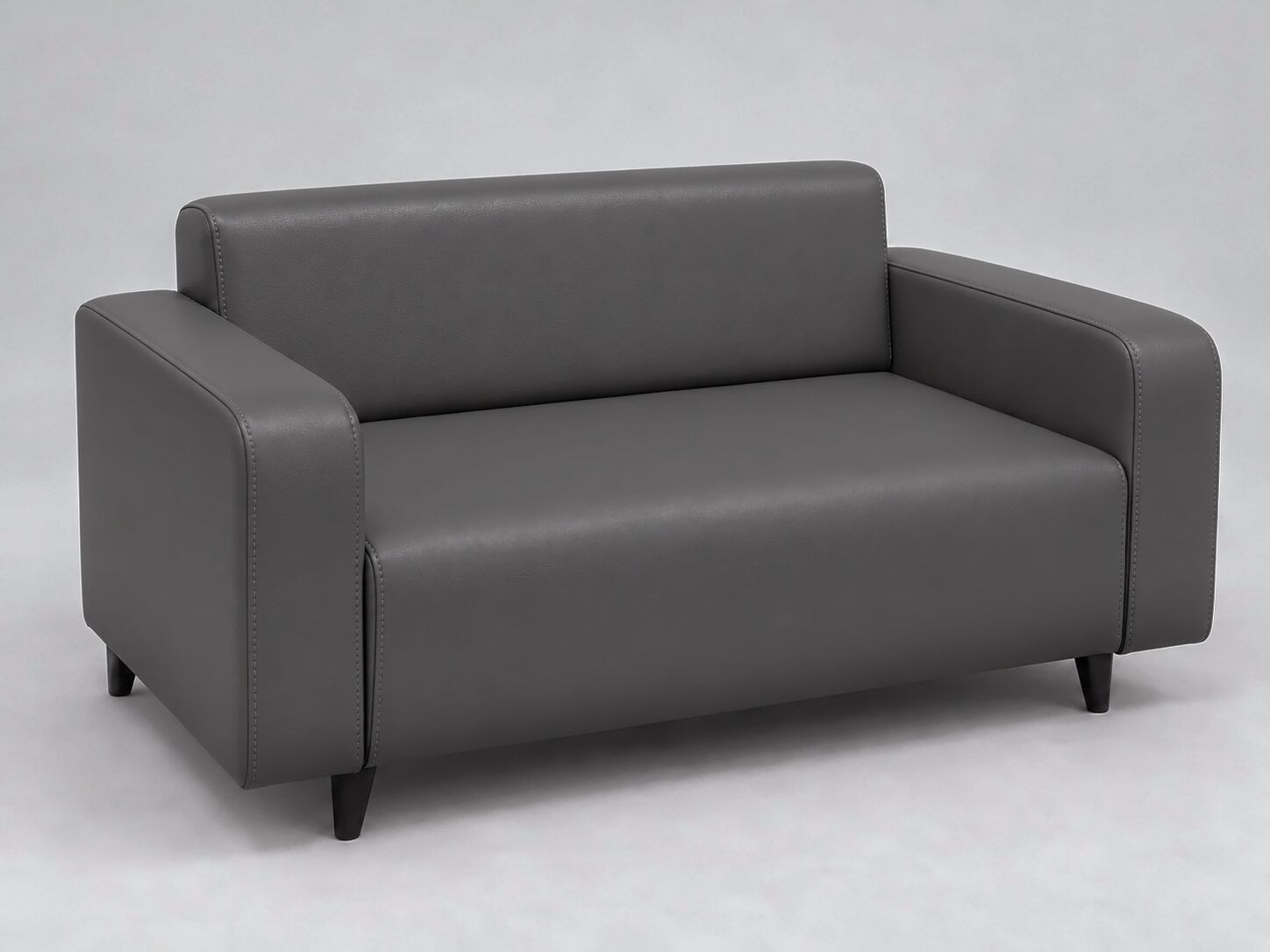 Диван офисный Tobi Sho Арне с подлокотниками 1380х700х740 мм кожзам Dark Grey (2233)