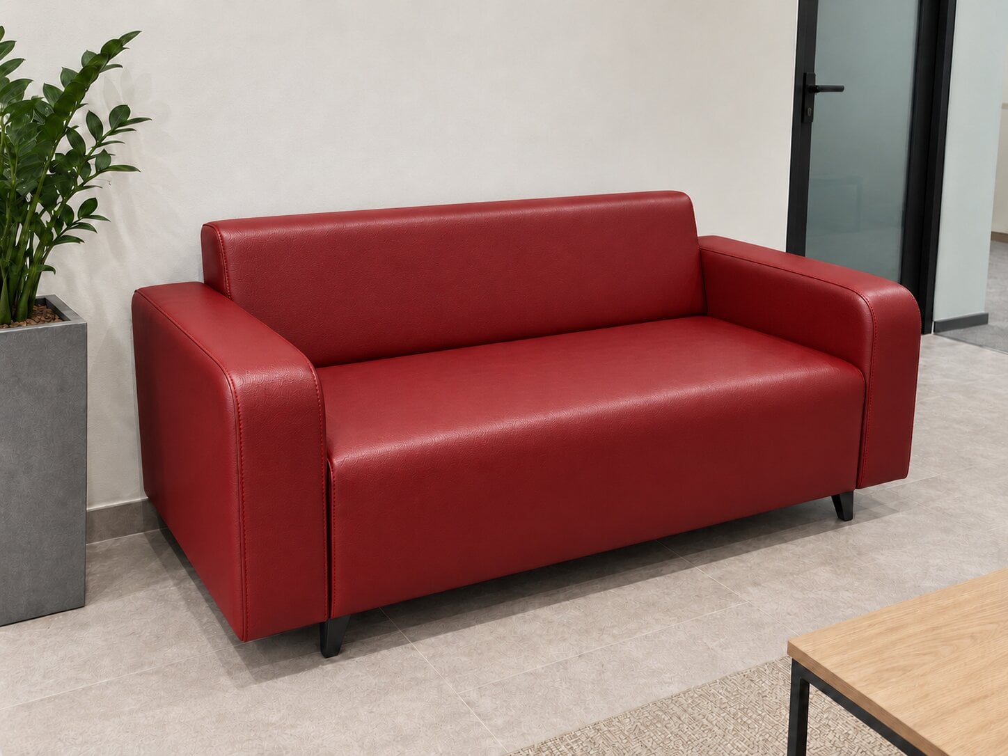 Диван офисный Tobi Sho Арне с подлокотниками 1580х700х740 мм кожзам Red (2210)