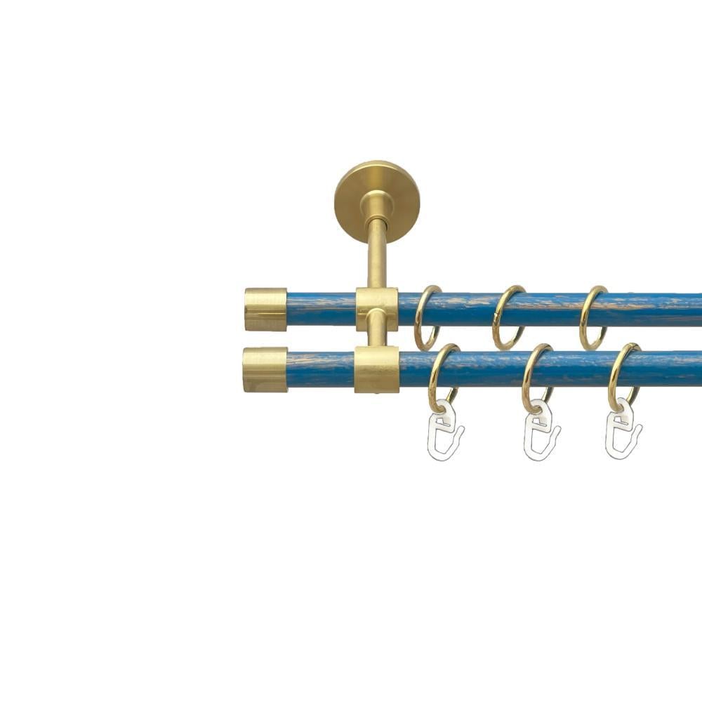 Карниз металлический Orvit Заглушка двухрядная закрытая/гладкая труба/кольцо металлическое 16/16 мм 240 см Золото матовое/Голубой (00-00025042)