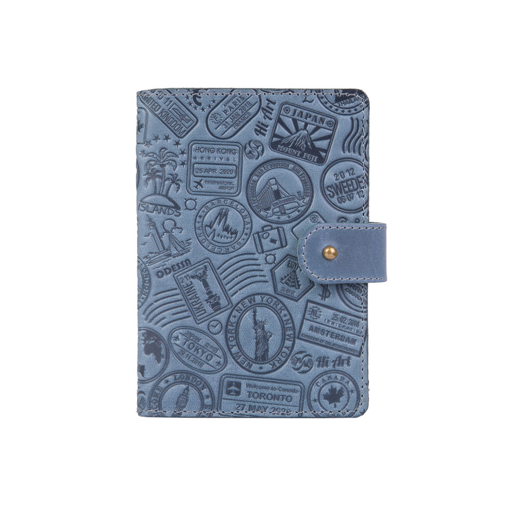 Портмоне HiArt Let's Go Travel PB-02/1 Shabby Lagoon из натуральной кожи для паспорта/ID документов Голубой (PB-02/1-S18-4417-T007)