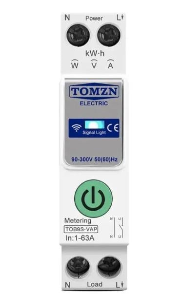 Умный автомат TOMZN TOB9S-VAP 2p 63А Wi-Fi со счетчиком энергии и защитой (36823595)