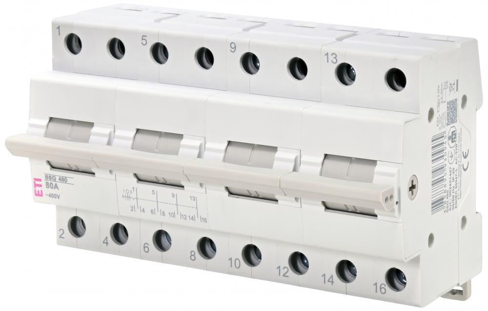 Выключатель-разъединитель ETI SSQ 480 1-0-2 4P 80A трехпозиционный (2421447)