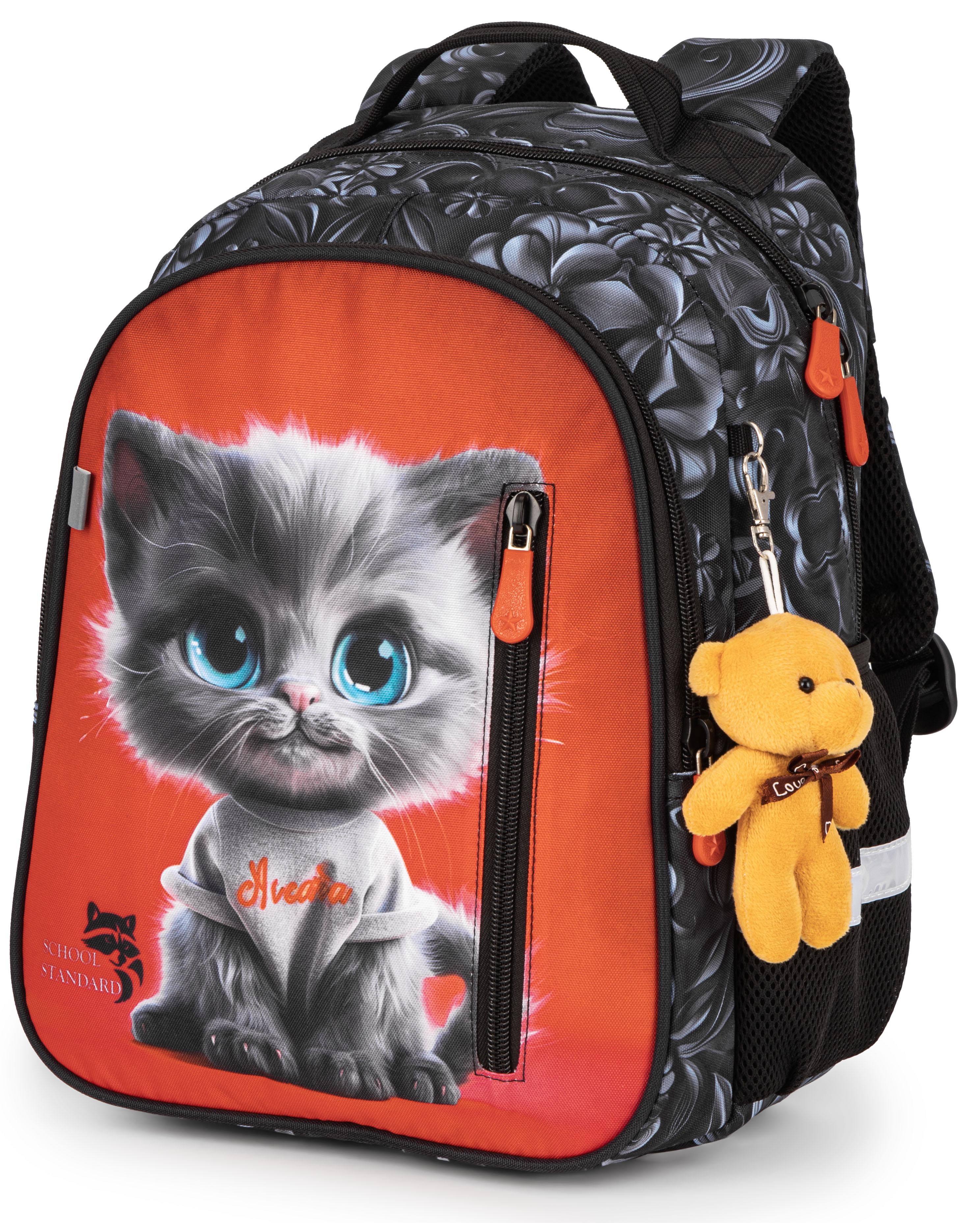 Шкільний рюкзак для дівчинки School Standard Котик для початкової школи 38х28х16 см (160-11) - фото 1