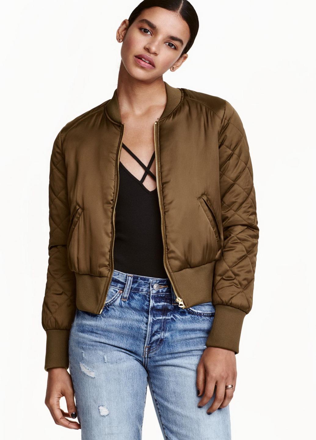 Бомбер женский H&M р. 34 Хаки (3145221b31)