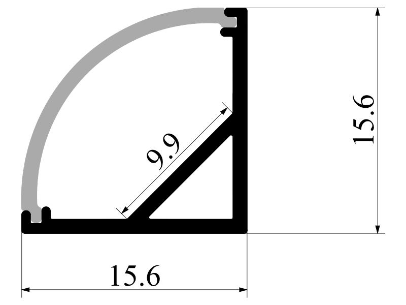 Профиль алюминиевый LEDUA АЛ-06 + рассеиватель для LED ленты угловой 2 м Черный (4351) - фото 4