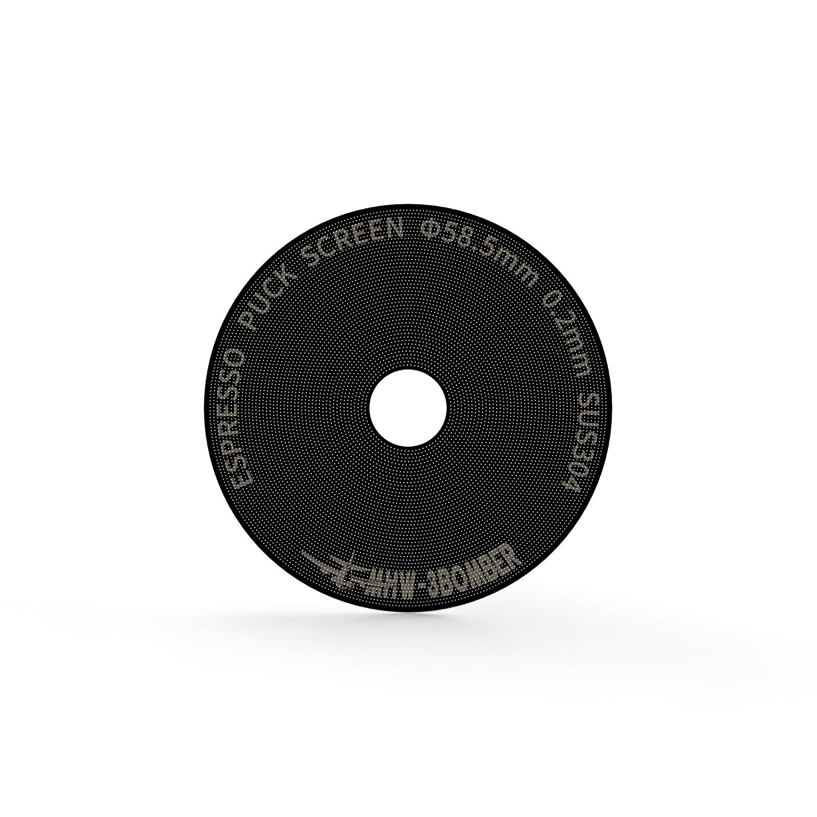 Металевий фільтр-сито для портафільтру MHW-3BOMBER Espresso Puck Screen Titanium Plated 58,5 мм 0,2 мм з отвором Чорний (FG5643-OS)