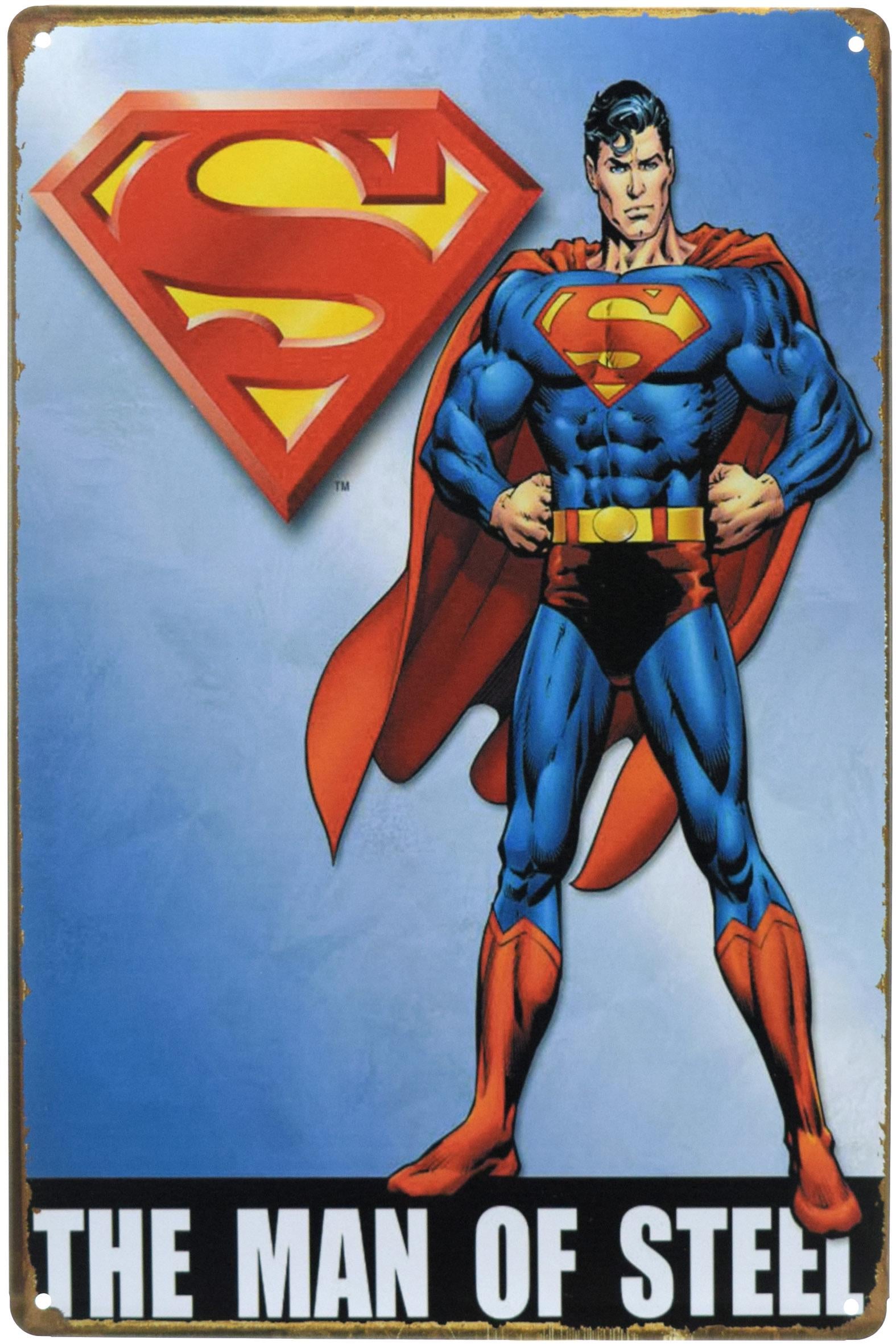 Табличка металлическая Супермен Человек Из Стали/Superman The Man of Steel 20x30 см