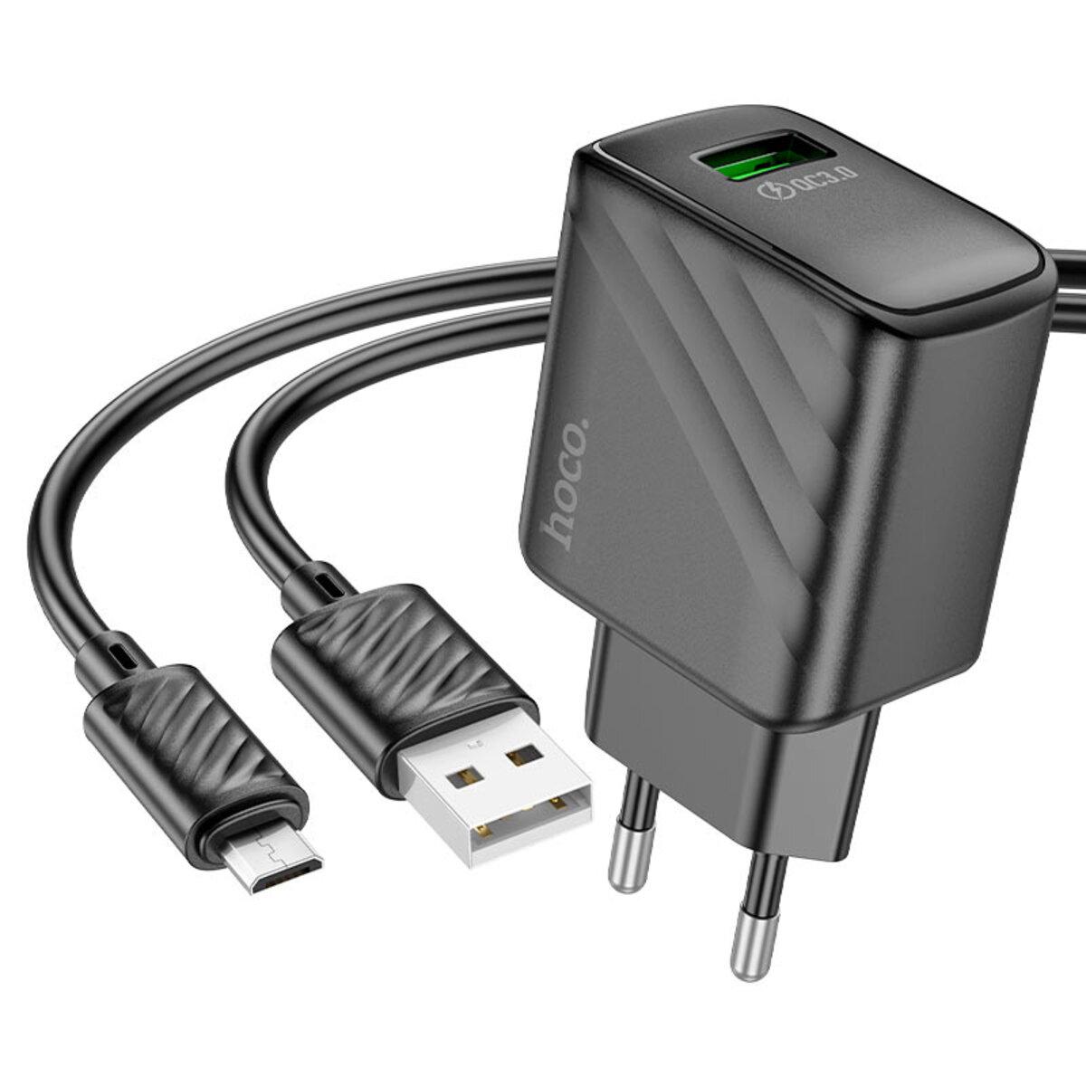 Зарядний пристрій Hoco CS21A Rich single port QC3.0 USB to MicroUSB 1xUSB Black (6942007609890) Зарядний пристрій Hoco CS21A Rich single port QC3.0 USB to MicroUSB 1xUSB Black (6942007609890)