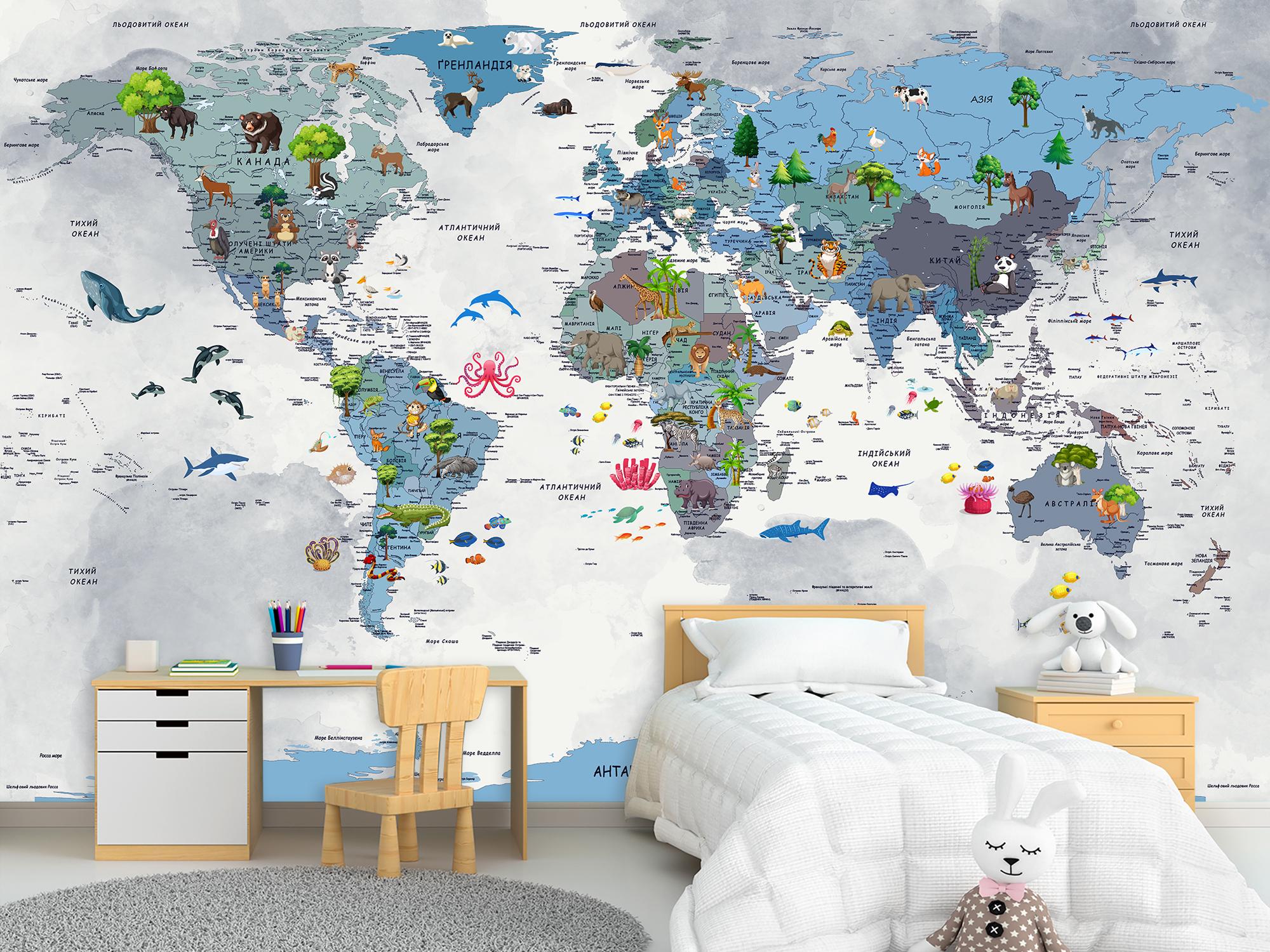 Фотошпалери флізелінові Upstream Дитяча карта світу 153х230 см (S5KM-003/3) - фото 5 Фотошпалери флізелінові Upstream Дитяча карта світу 153х230 см (S5KM-003/3) - фото 5