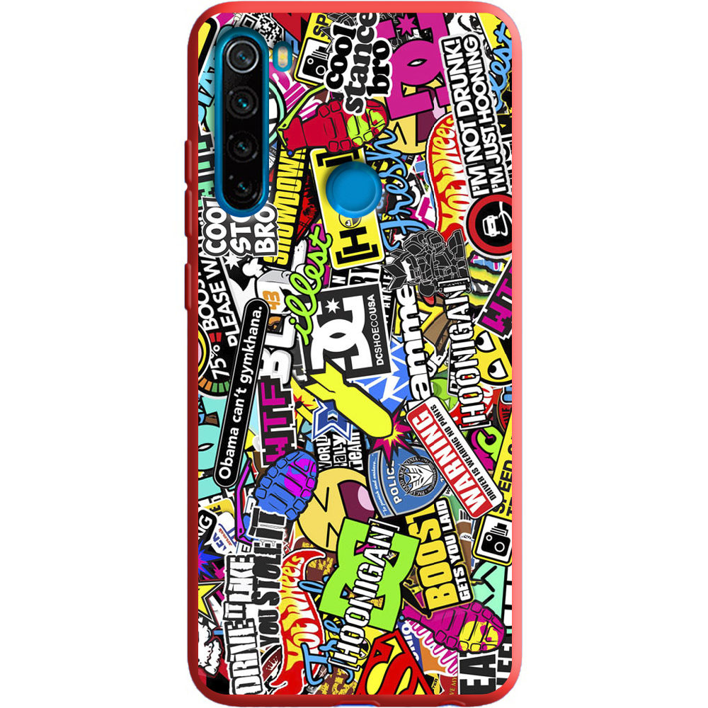 Чехол Boxface Xiaomi Redmi Note 8 Multicolored Inscriptions Красный силикон (38214-up880-38683)
