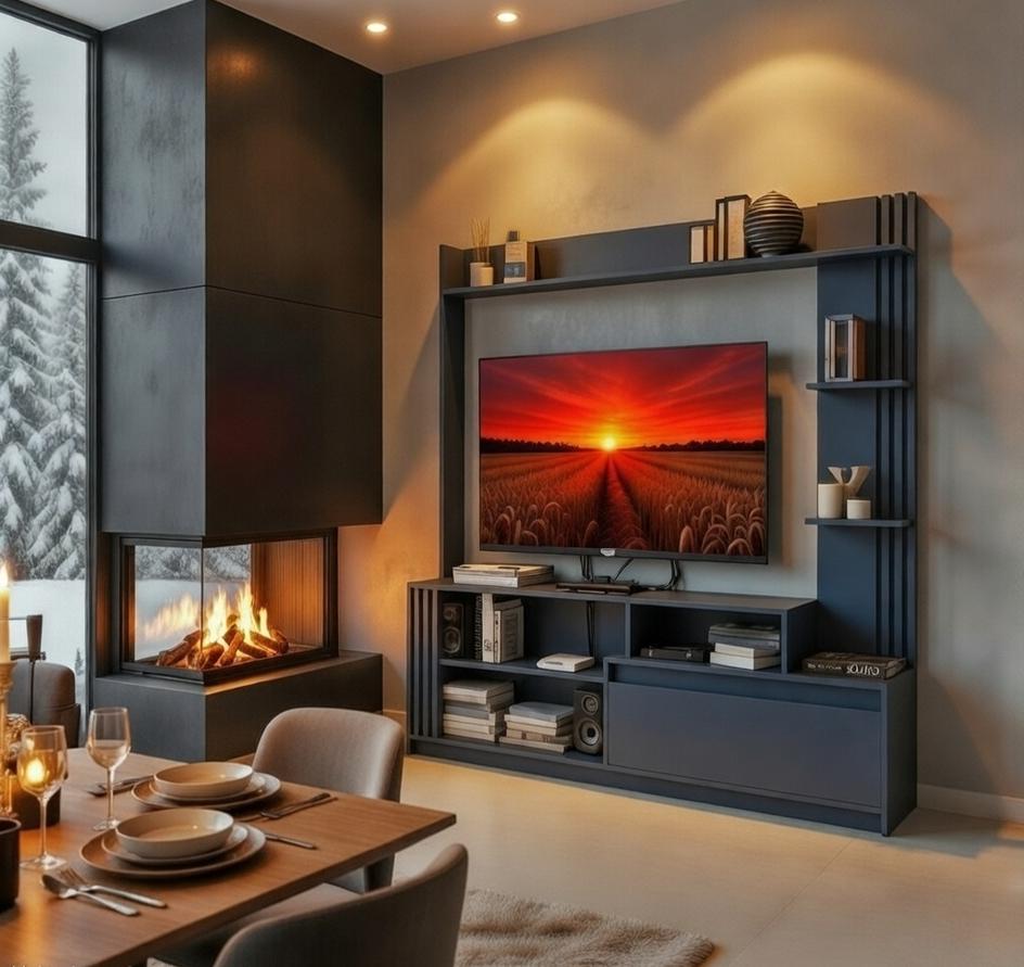 Стенка для ТВ Горка в гостиную Мастер Форм Брайт левосторонняя 1700х325х1700 мм Антрацитовый (07965) Стенка для ТВ Горка в гостиную Мастер Форм Брайт левосторонняя 1700х325х1700 мм Антрацитовый (07965)