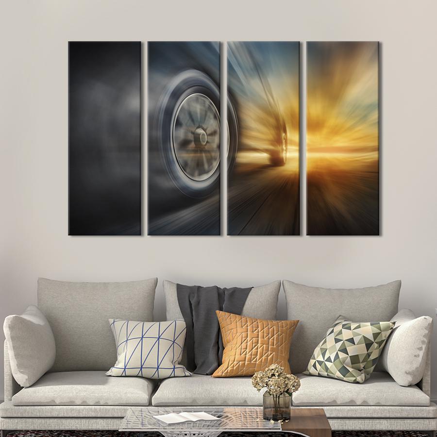 Картина на холсте Автомобиль во время гонки 89x53 см (1398-41)