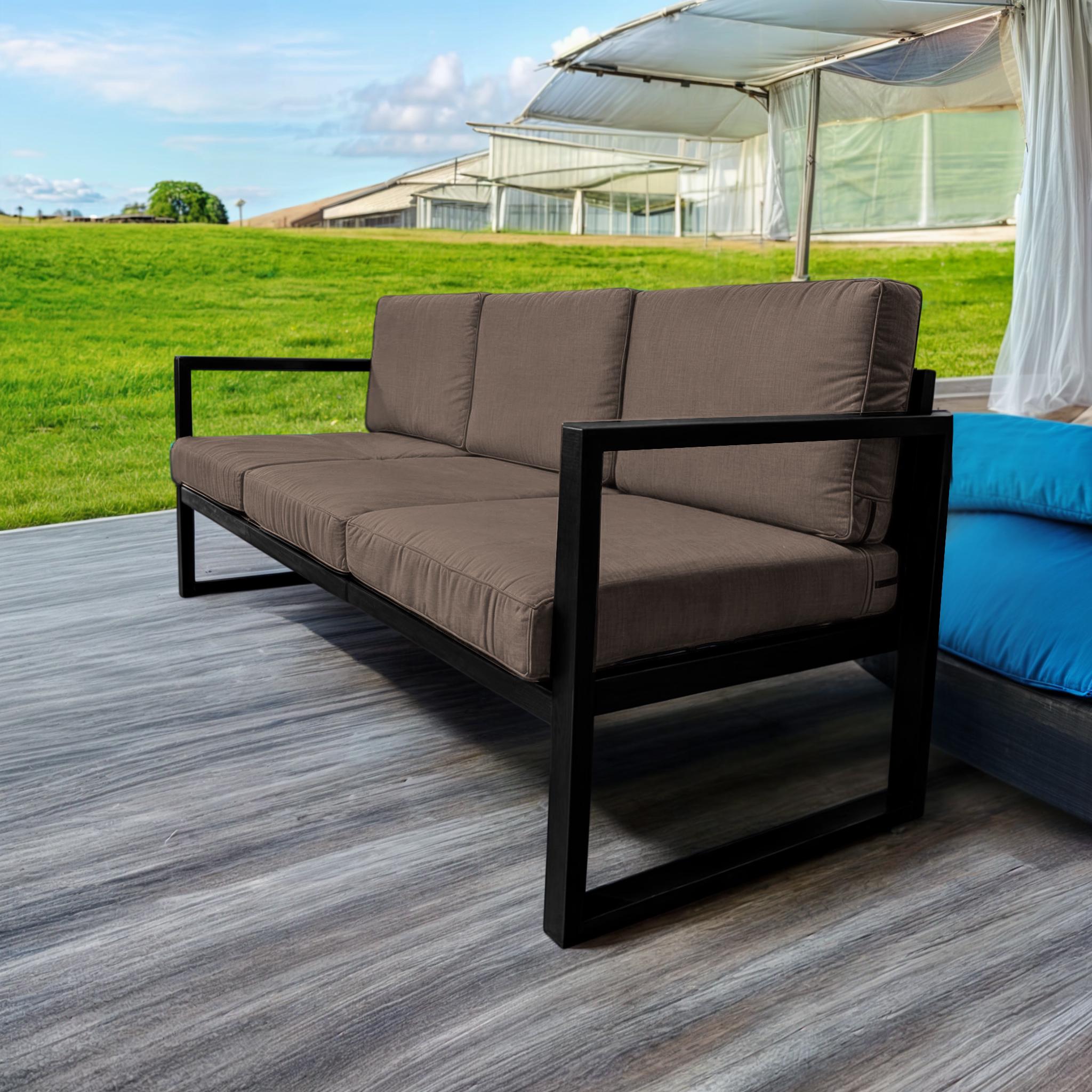 Диван металлический Tobi Sho Лофт Стейт DV1 с подлокотниками и мягкими подушками 750х2100х700 мм рогожка 08/Коричневый - фото 3 Диван металлический Tobi Sho Лофт Стейт DV1 с подлокотниками и мягкими подушками 750х2100х700 мм рогожка 08/Коричневый - фото 3