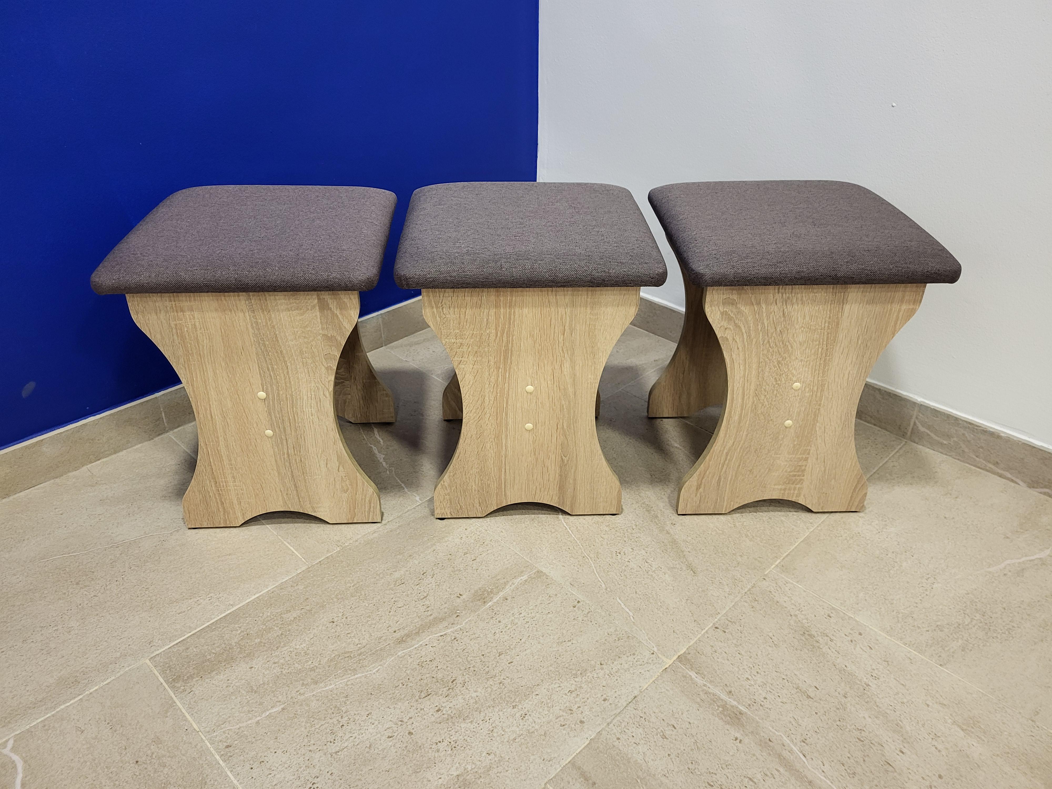 Комплект табуретов Семейный 35х35х44 см 3 шт. Дуб Сонома/Бонус Нова (TTT-DS-BN)