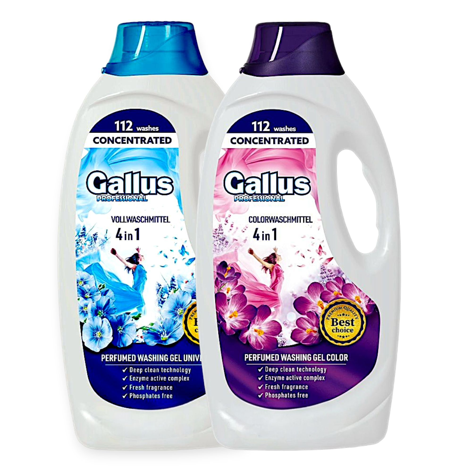 Набір парфумованих гелів концентрату для прання Gallus Professional Universal and Color 4в1 112 прань 4,05 л 2 шт. (302029/12)