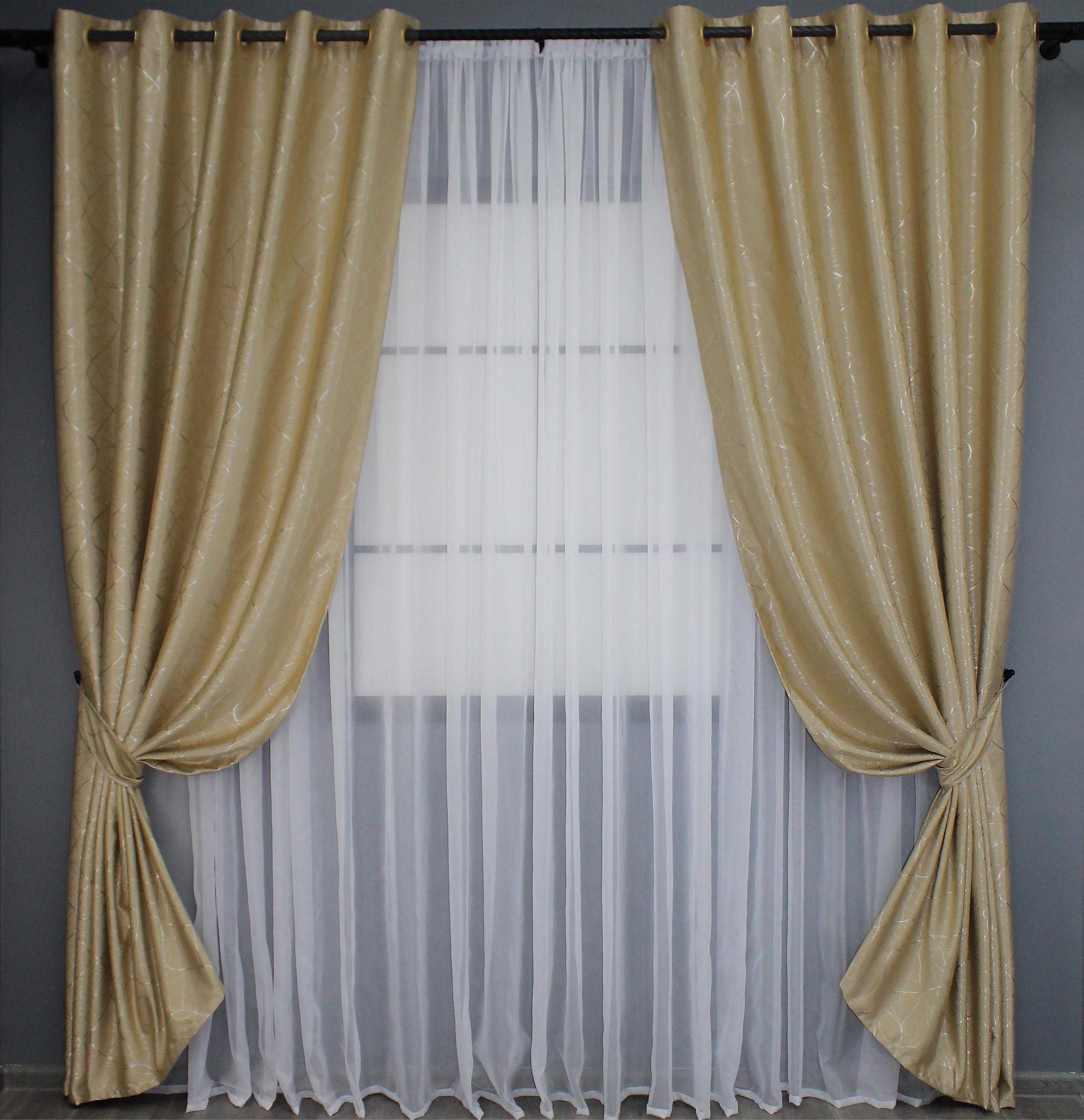 Комплект штор на люверсах VR-Textil Лен Саванна № 982ш 150х250 см 2 шт. Бежевый (37-0099)