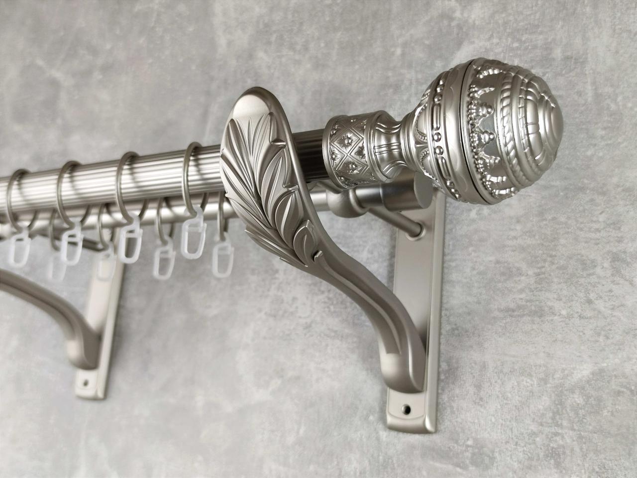 Карниз MStyle металлический для штор двухрядный Арабеска 25/19 мм рифленый 240 см Сатин (5012807)