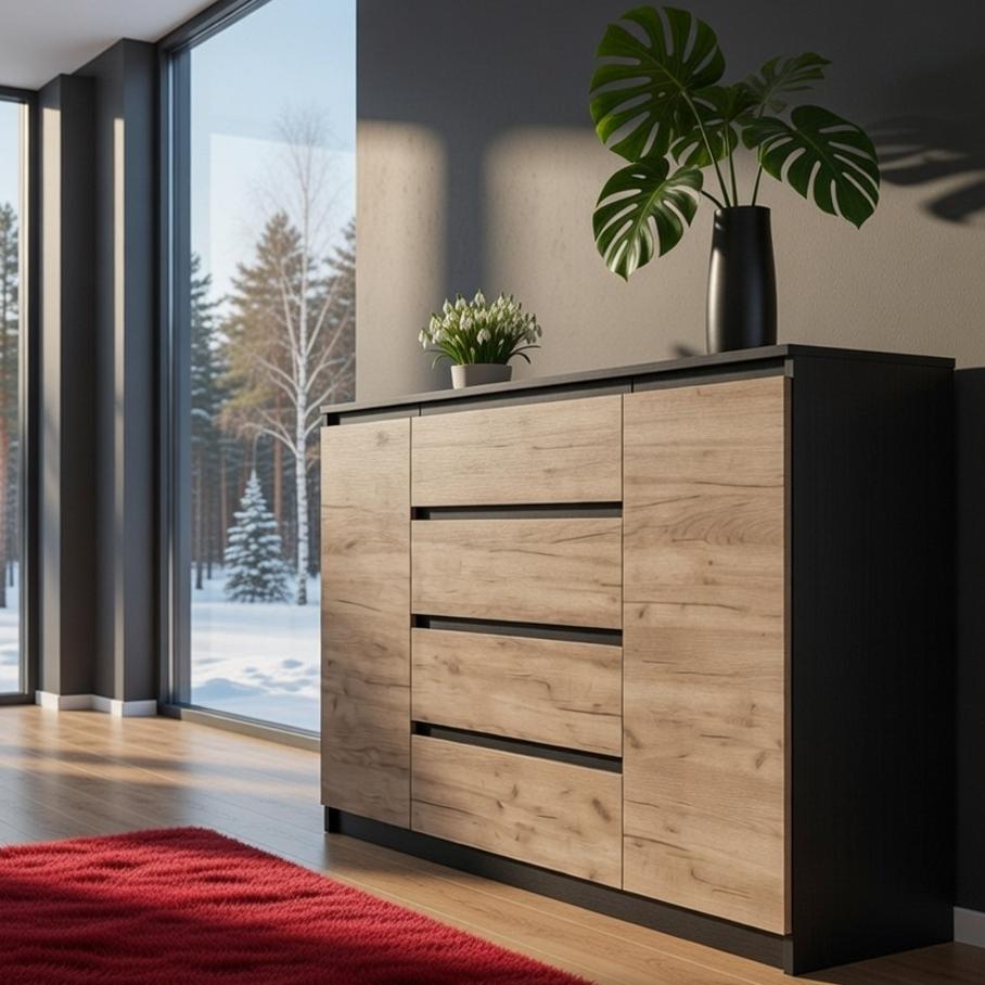 Комод для одягу Мастер Форм Брайт 1392х376х950 мм Венге магія/Дуб крафт сірий (07855)