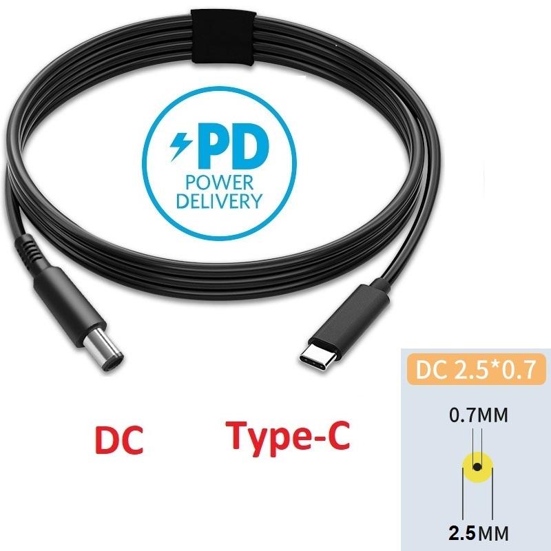 Кабель USB Type-c на DC 2,5х0,7 для зарядки ноутбука c PD триггером 65W 1 5 м (0342) - фото 2