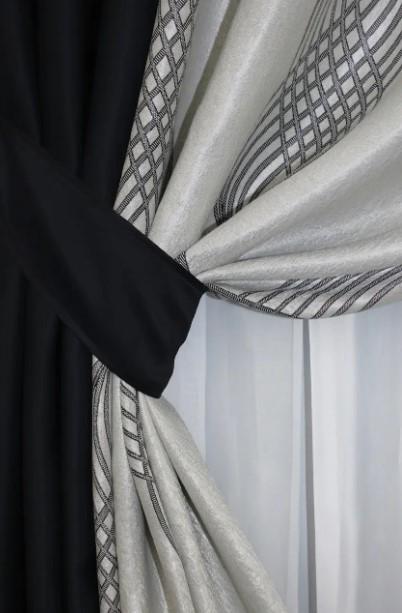 Штори блекаут 1,5х2,7 м 2 шт. Чорний/Сірий (014дк/908-573Бш) - фото 3