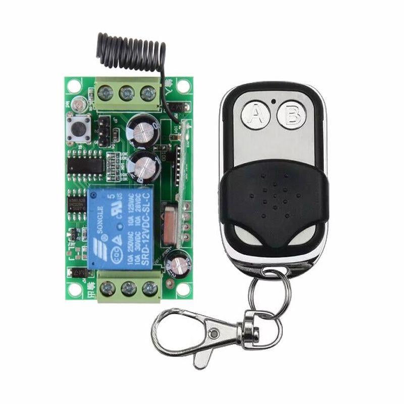 Вимикач електричний на 12 Вольт з реле 10А з одним пультом навчальною кнопкою