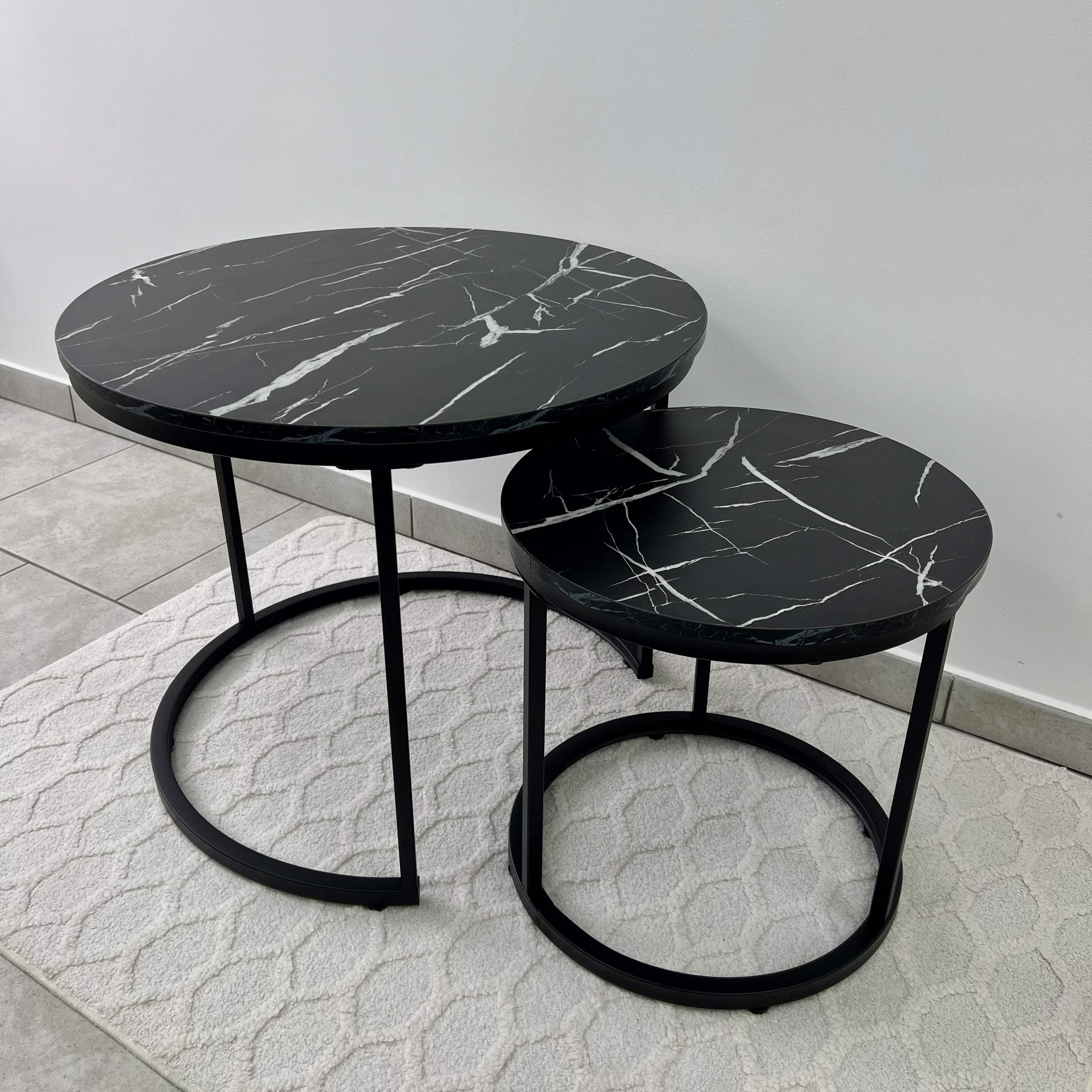 Комплект журнальних столиків LUMINARIA TWIN 2 шт. Чорний мармур (29668997) - фото 2