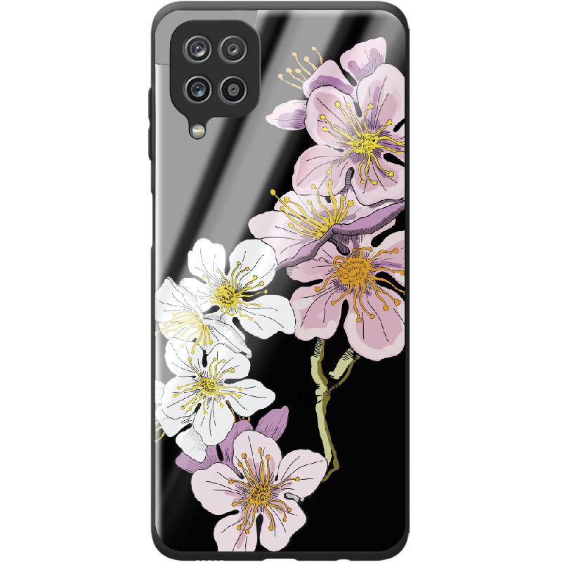 Чехол Boxface Samsung A225 Galaxy A22 Cherry Blossom Черный силикон со стеклом (42748-cc4-44201)