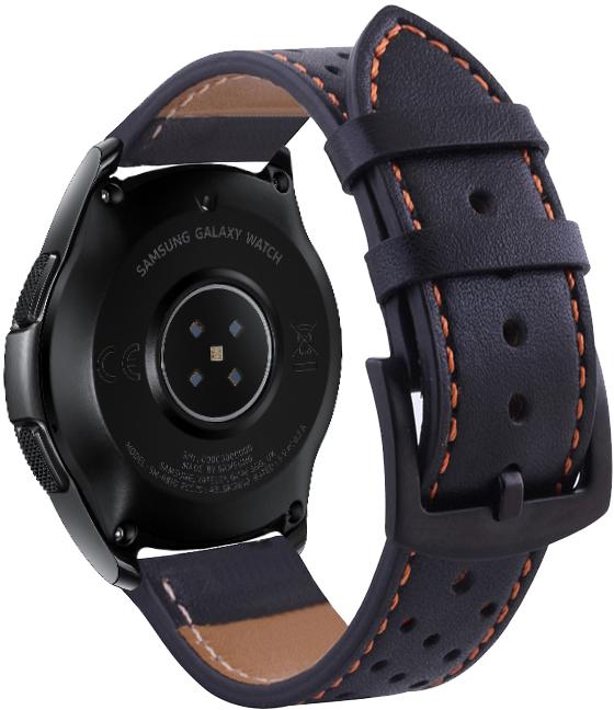 Ремешок кожаный Classico для Galaxy Watch 42 мм Black/Orange (16944)