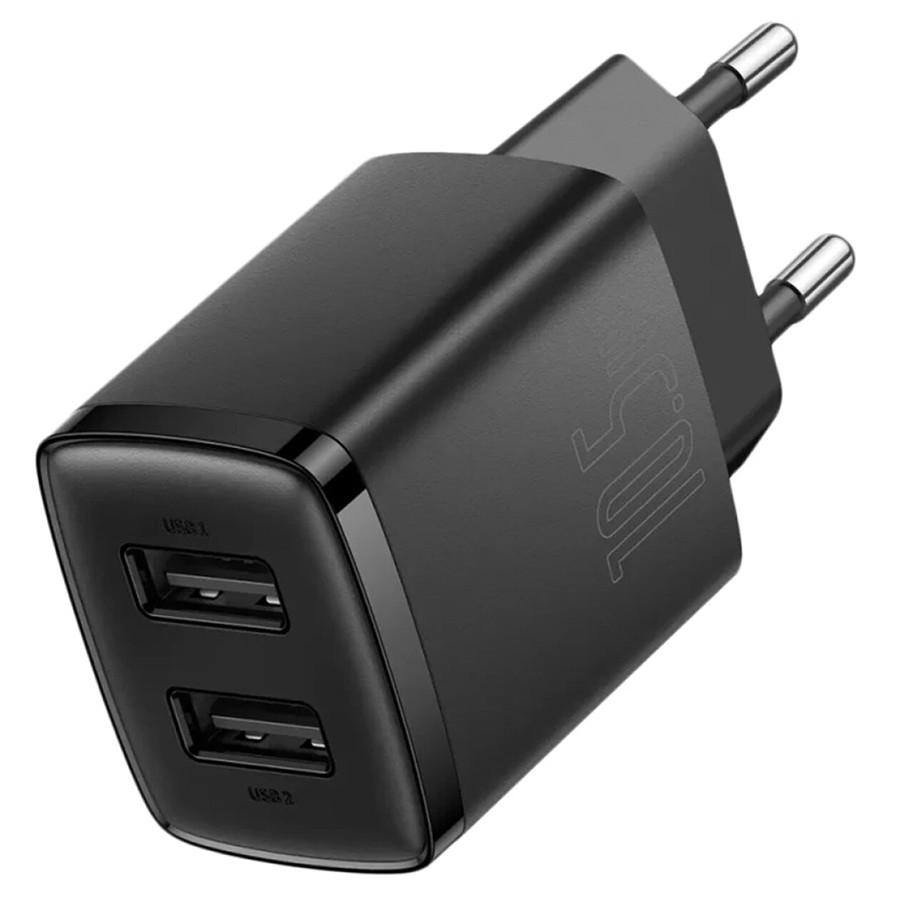 Зарядний пристрій для телефону Baseus Compact Charger 2хUSB Чорний (CCXJ010201) - фото 3