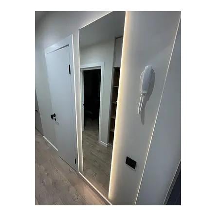 Дзеркало настінне у МДФ рамі з фоновим LED підсвічуванням 170x90 см Чорний (29068663) - фото 10