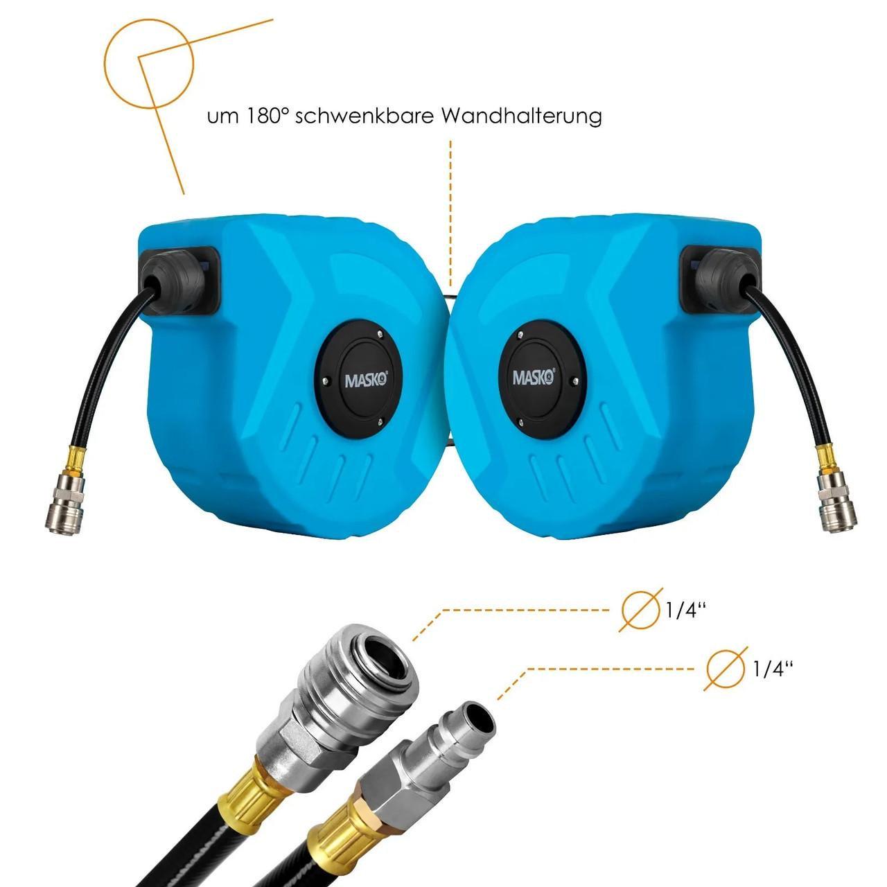 Шланг воздушный на автоматической катушке MASKO EU 1/4 барабан 10 м Синий - фото 3