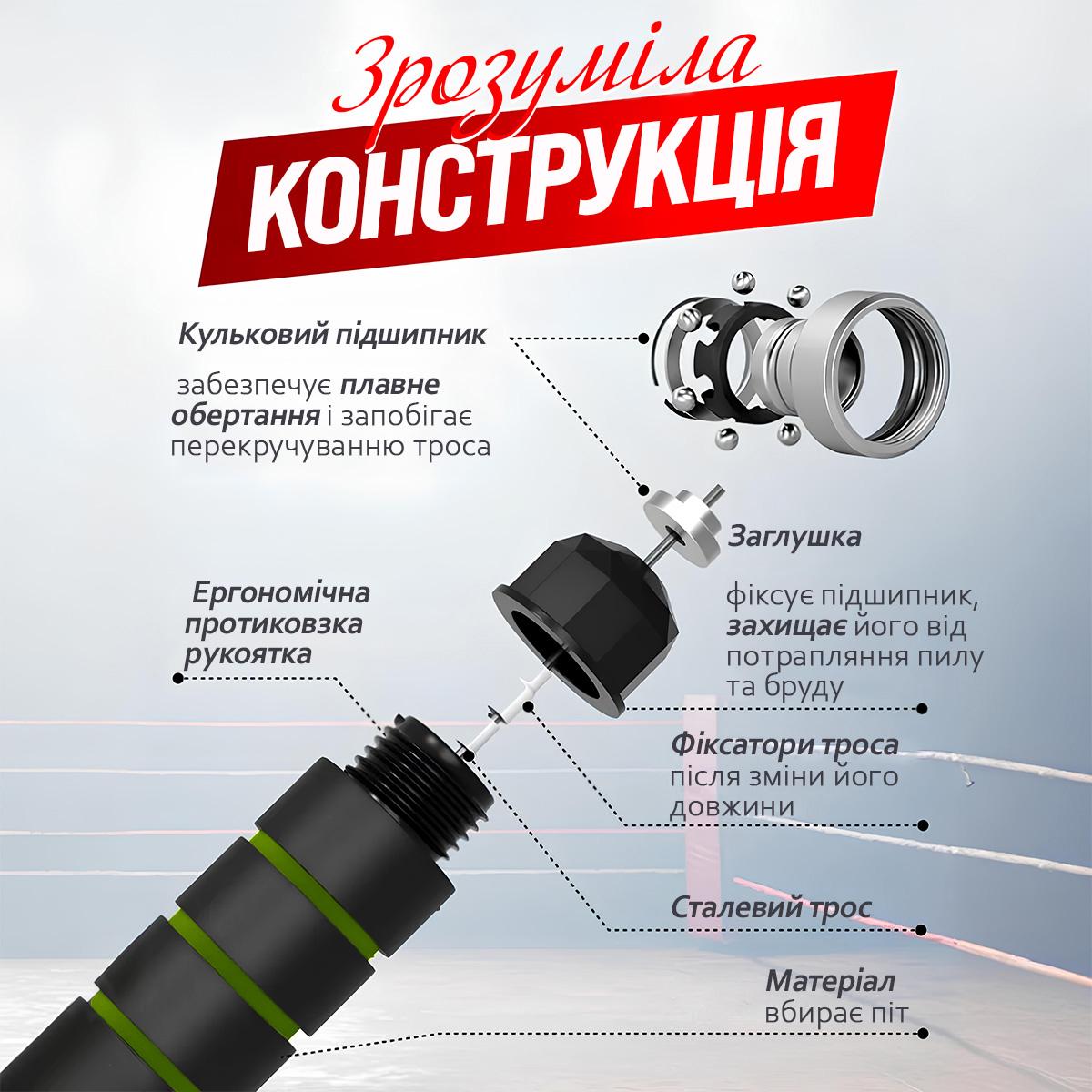 Скакалка для боксу/кросфіту швидкісна Kayfovo JR1 з регулюванням довжини (29355) - фото 4 Скакалка для боксу/кросфіту швидкісна Kayfovo JR1 з регулюванням довжини (29355) - фото 4