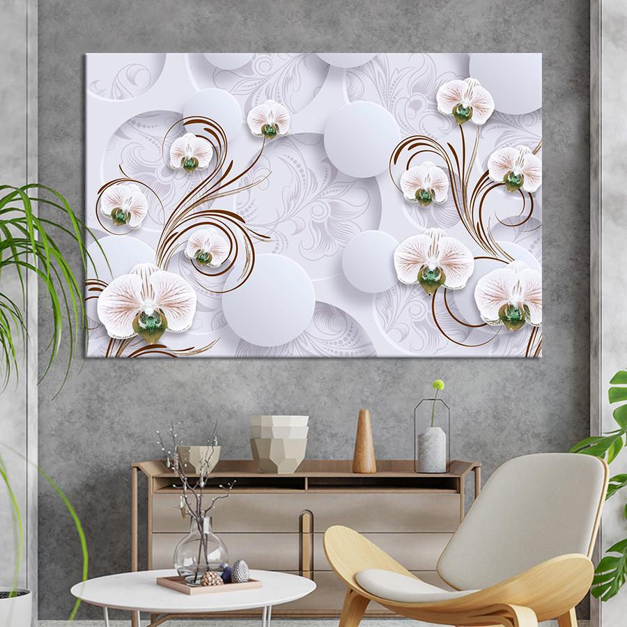 Картина на холсте Узор с цветами орхидеи 80x54 см (V345-1_L)