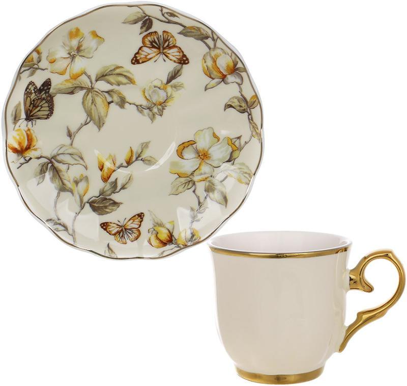 Кофейный сервиз Cream Magnolia 6 чашек с блюдцами 90 мл