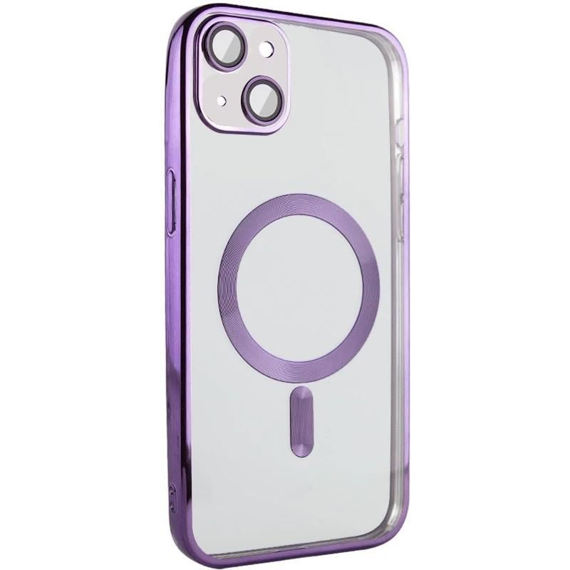 TPU хромовый чехол Fibra Chrome with MagSafe + защита камеры для Apple iPhone 13 (6.1") Purple