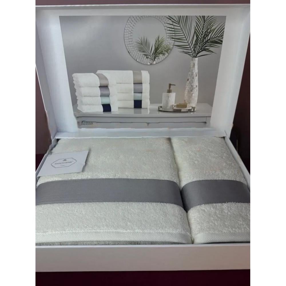 Набор полотенец Tivolyo Home Banda k.beyaz/gri махра 50x100/75x150 см (2000022283990)