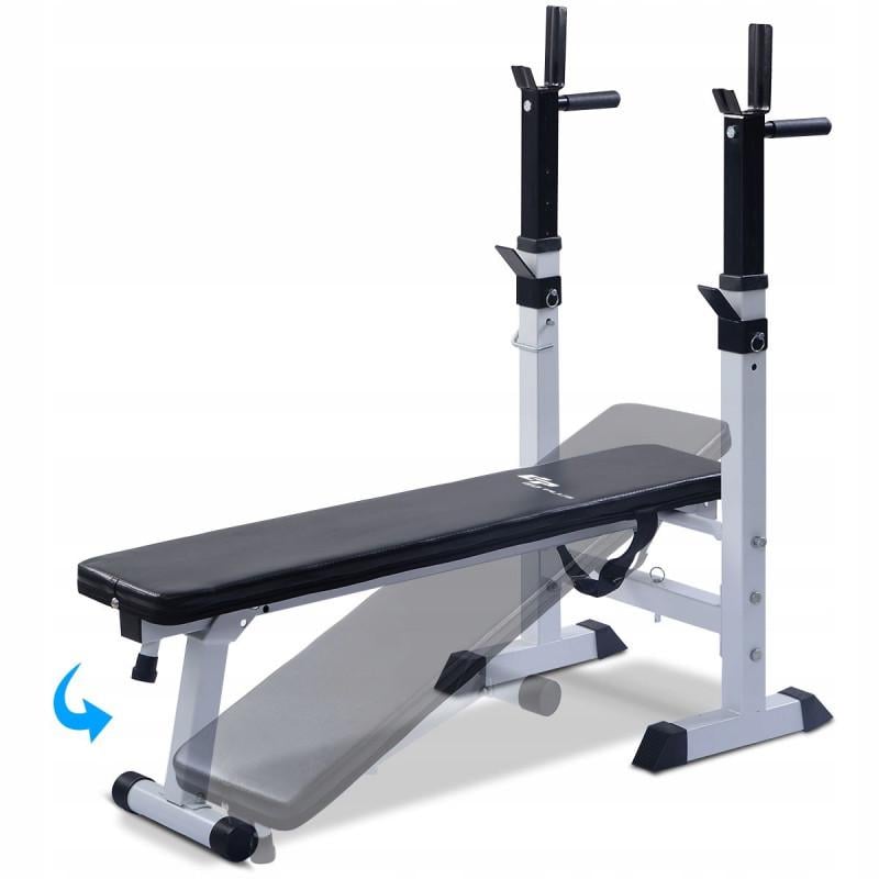 Лава для жиму WCG складана зі стійками під штангу Хром/Чорний (до 250 кг) - фото 2