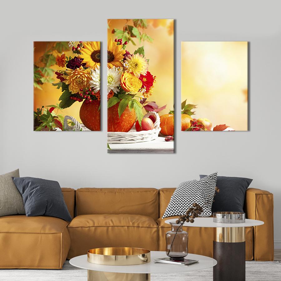 Модульная картина на холсте Триптих Букет осенних цветов 66x40 см (267-32)