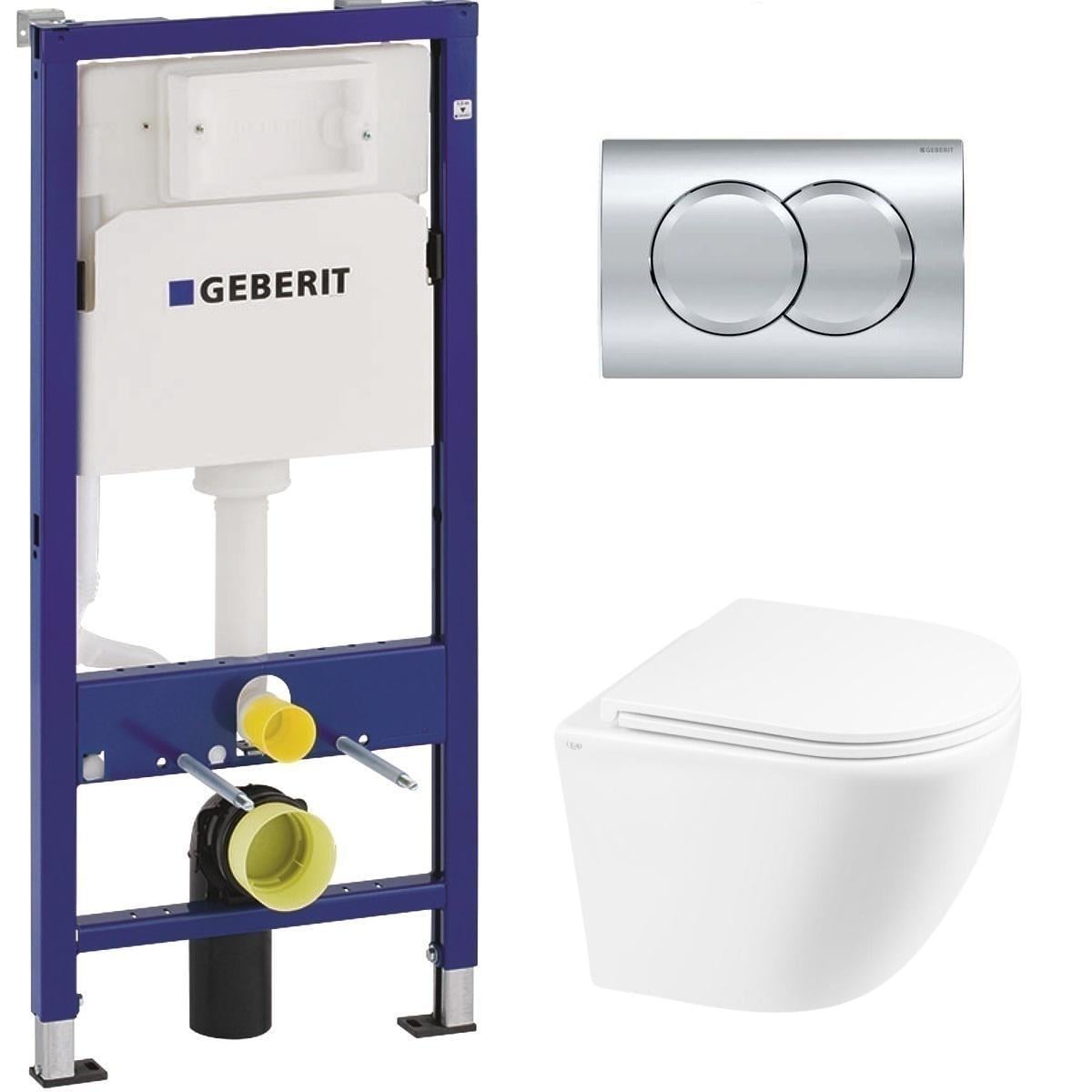 Комплект инсталляции Geberit с безободковым унитазом Ciclone Сompatto и сиденьем Slim Duroplast/Soft-close (whr362241201)