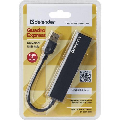 Концентратор Quadro Express USB 4хUSB Black (83204) - фото 3