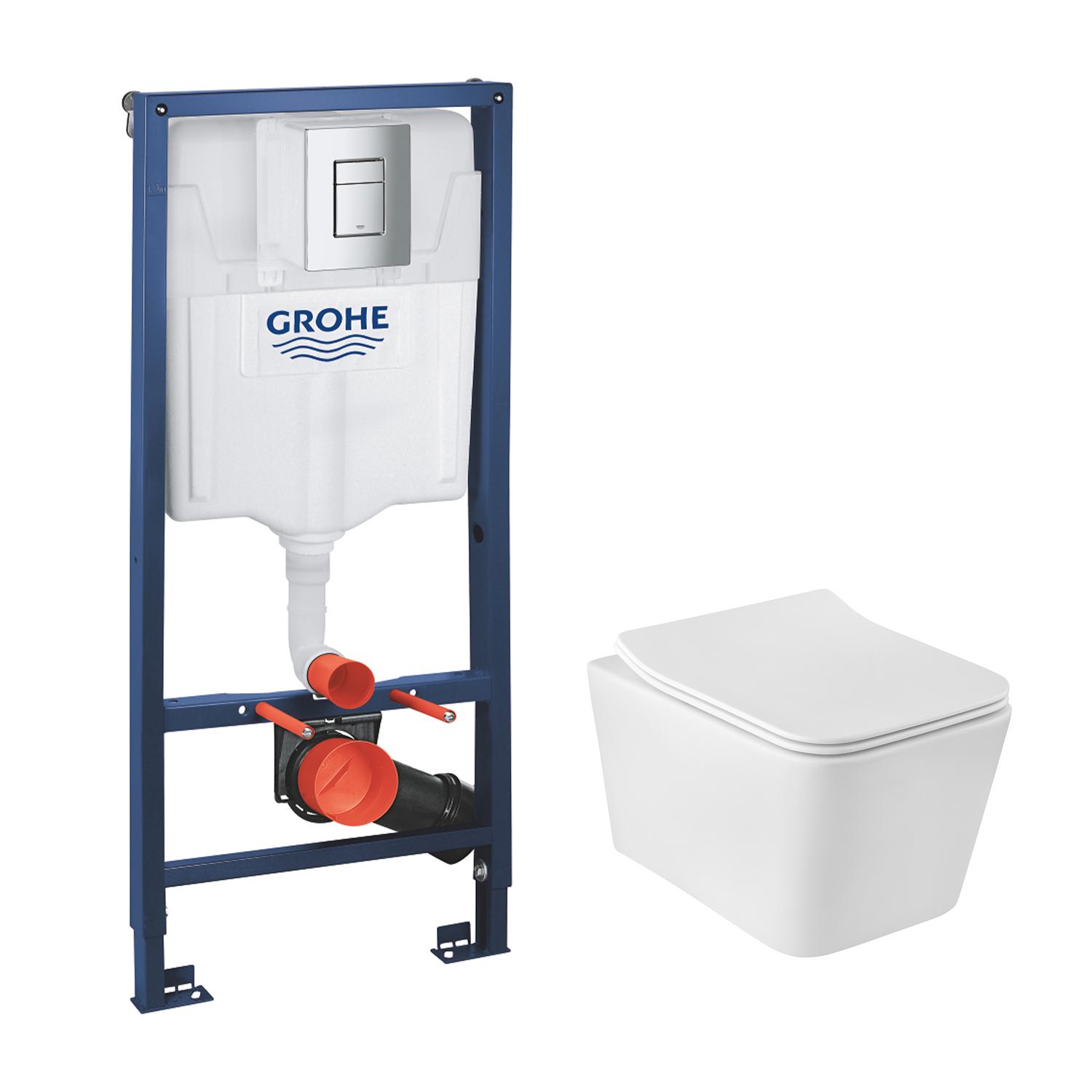 Комплект установки Grohe Rapid SL 38772001 CV033825 с унитазом и хромированной кнопкой (226636)