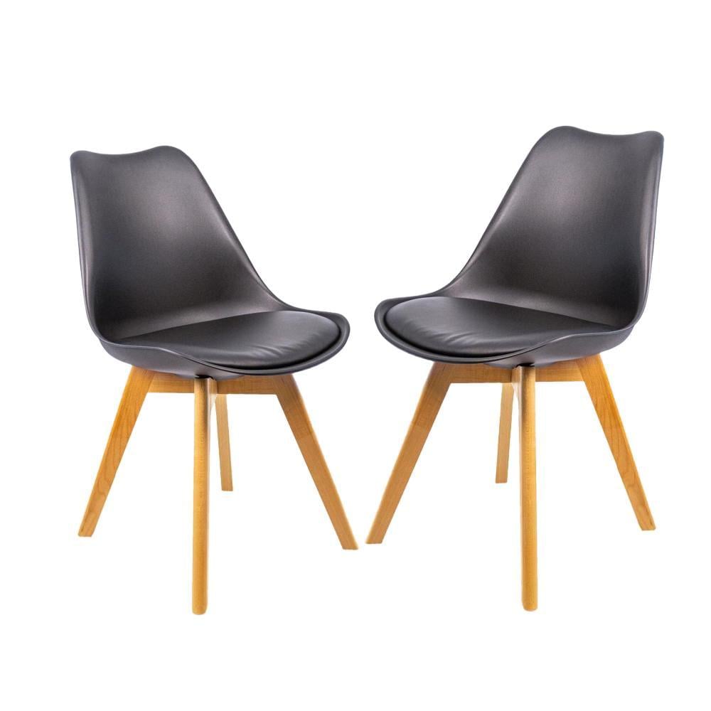 Комплект кухонных кресел Bonro B-487 на 4-х ножках с мягким сиденьем из экокожи 2 шт. 81,5х47х42 см Черный (124-76-42400660)