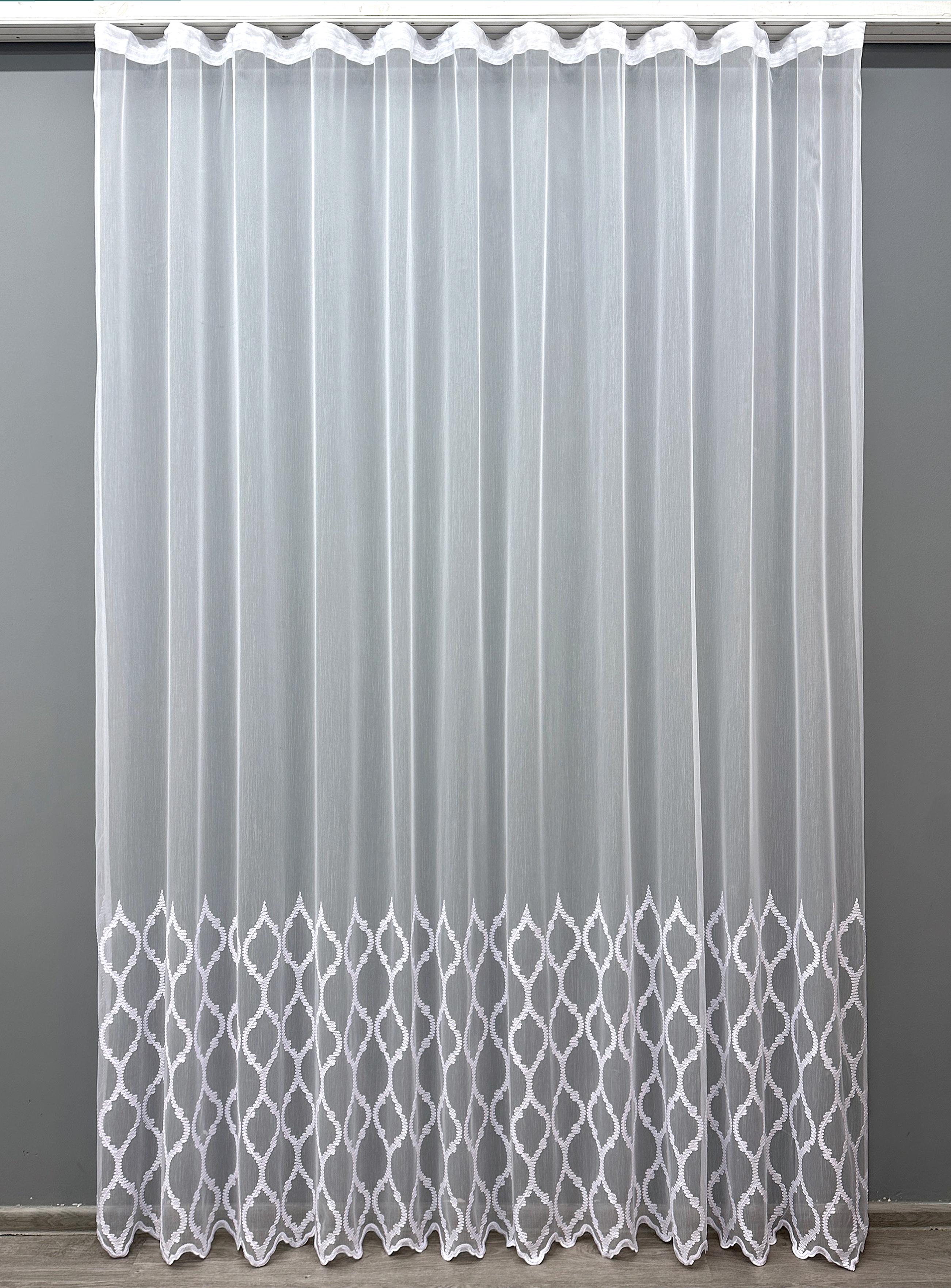 Тюль VR-Textil 1622т Бамбук с вышивкой 300х270 см Белый холодный (42-0585)