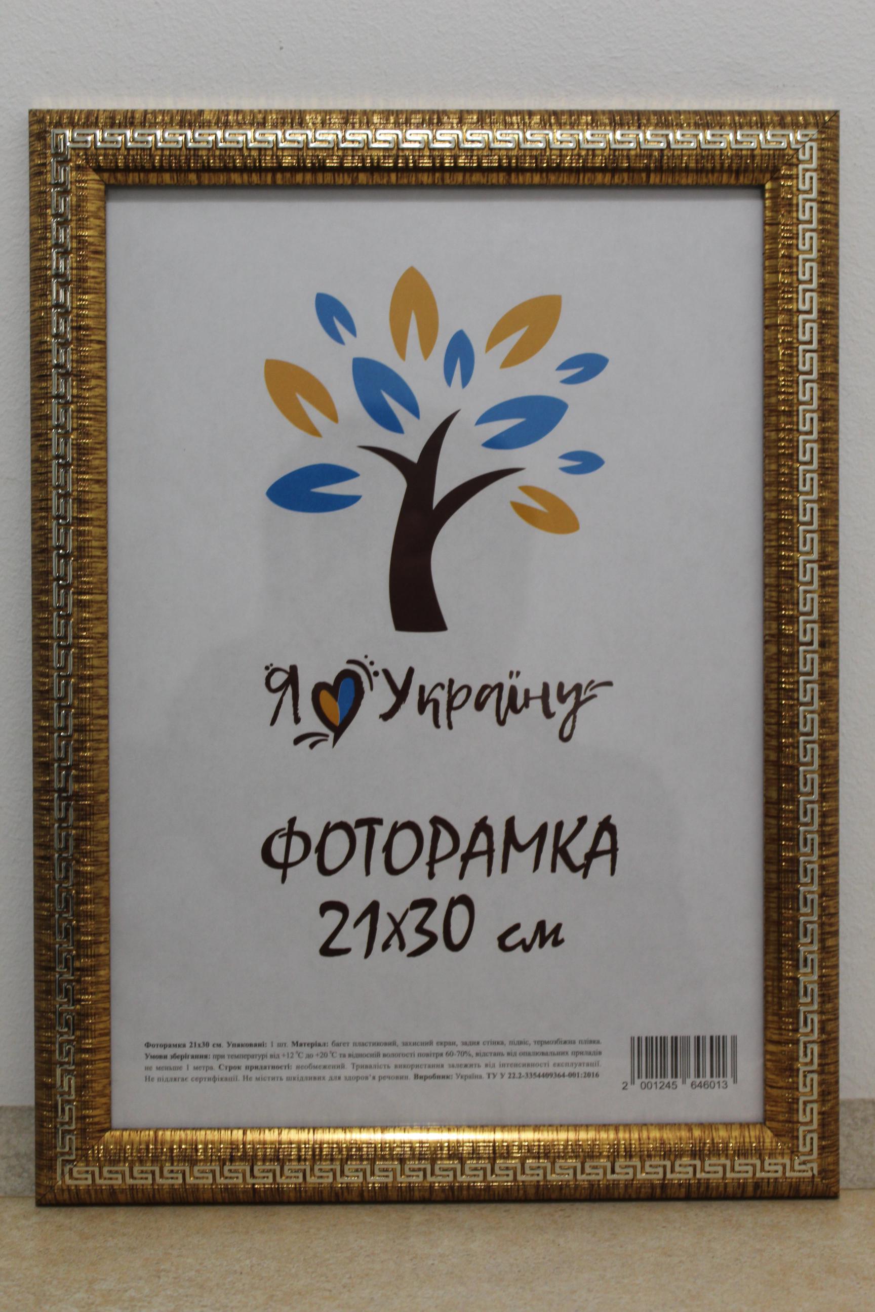 Фоторамка UAFRAME 2416-261S оргскло/ДВП 21х30 см Золотий/Срібний (18335306)