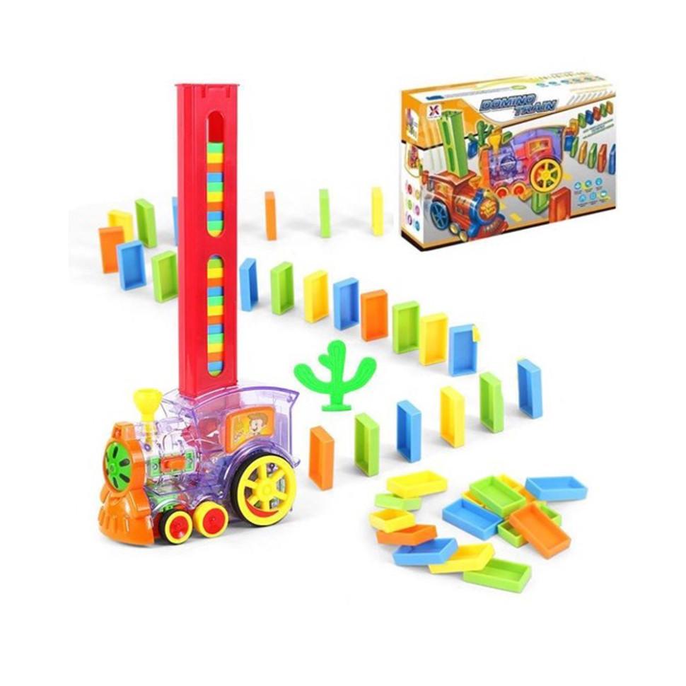 Електричний паровозик "Доміно" зі світлодіодними вогнями/звуками та іграшка антистрес