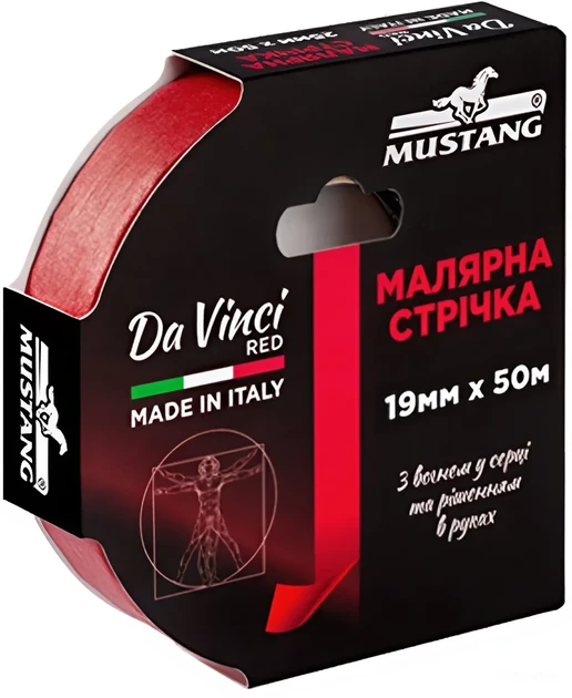 Малярная лента Mustang Da Vinci Red рисовая 19 мм х 50 м Красный - фото 1 Малярная лента Mustang Da Vinci Red рисовая 19 мм х 50 м Красный - фото 1