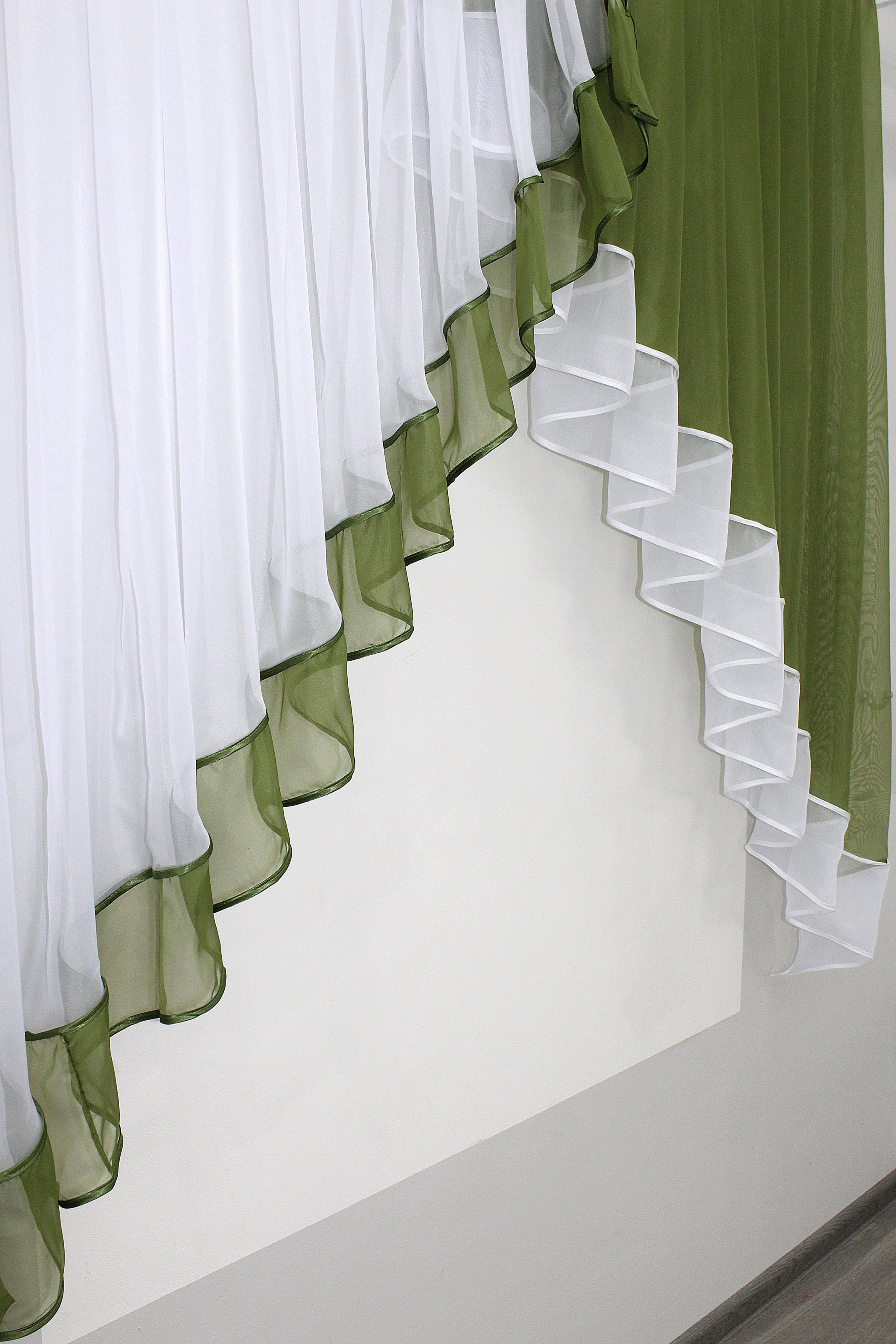 Занавеска кухонная VR-Textil № 023к 150х150 см Белый/Оливковый (50-524) - фото 3 Занавеска кухонная VR-Textil № 023к 150х150 см Белый/Оливковый (50-524) - фото 3