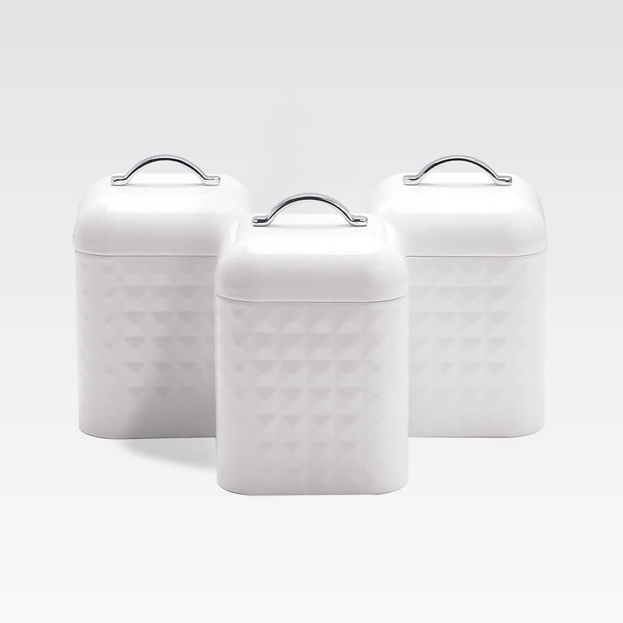 Набор стальных емкостей Maestro для хранения продуктов 1400 мл 3 шт. (MR-1676-3S-WHITE)