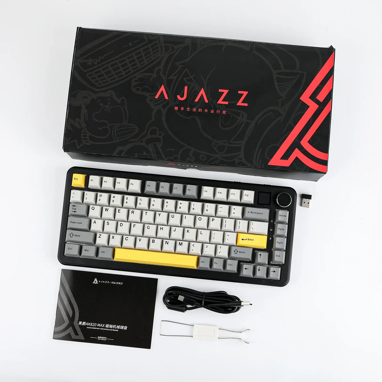 Клавіатура AJAZZ AK820 RGB для геймерів Hot-Swap Gasket Mount 81 клавіша PBT кейкапи провідна - фото 2